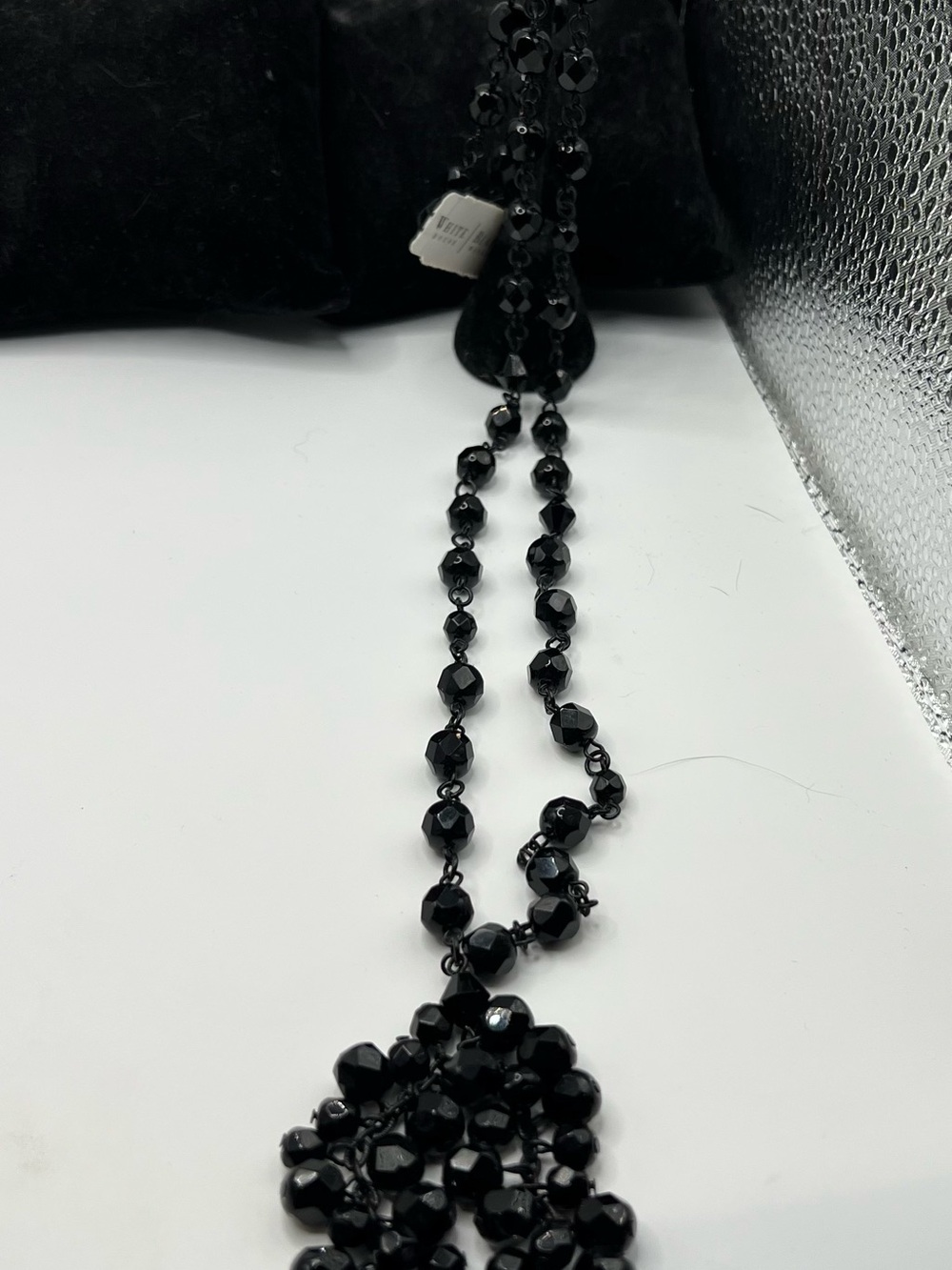 White House Black Market Black Faceted Bead Pendant Necklace
